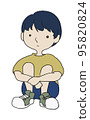 boy sitting on his knees 95820824