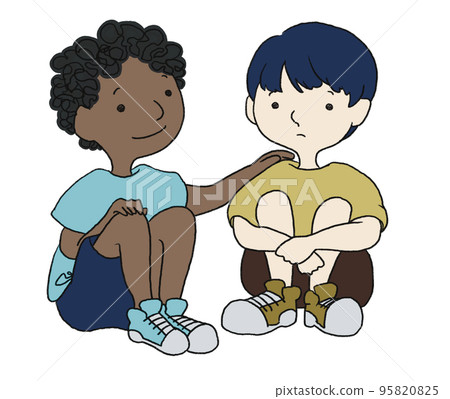child encouraging friends - Stock Illustration [95820825] - PIXTA