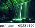 Tropical jungles of Southeast Asia in august. Digital illustration background. 95821490