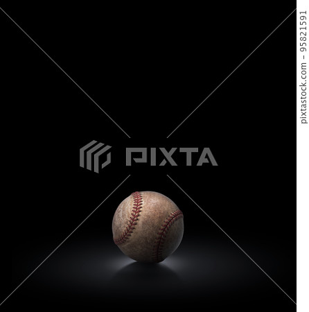 baseball ball on black background baseball ball on black background 95821591