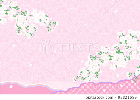Traditional pattern Japanese style cherry blossom background Classic pattern Sakura design illustration material Traditional pattern Japanese style cherry blossom background Classic pattern Sakura design illustration material 95821659