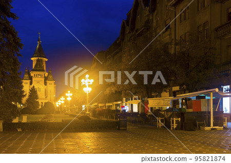 Victoriei Square with Orthodox Cathedral at dusk Victoriei Square with Orthodox Cathedral at dusk 95821874