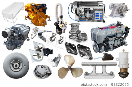 Isolated equipment and parts of modern yacht Isolated equipment and parts of modern yacht 95822035