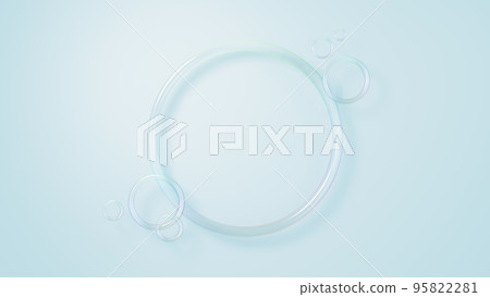 Transparent iridescent circles like soap bubbles. Background material (light blue) 95822281