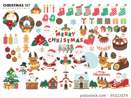聖誕可愛插圖集/無線條畫 95822879
