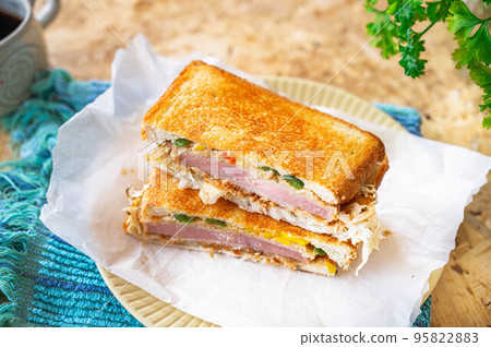Hot sandwich with lots of ingredients Hot sandwich with lots of ingredients 95822883