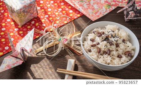 Japanese red rice and red bean rice | Japanese celebratory rice Japanese red rice and red bean rice | Japanese celebratory rice 95823657