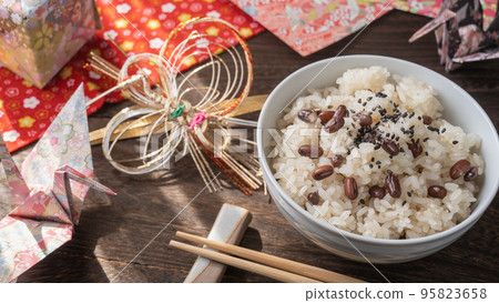 Japanese red rice and red bean rice | Japanese celebratory rice Japanese red rice and red bean rice | Japanese celebratory rice 95823658