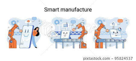 Smart manufacture metaphor with automated production line. Innovative contemporary smart industry 95824537