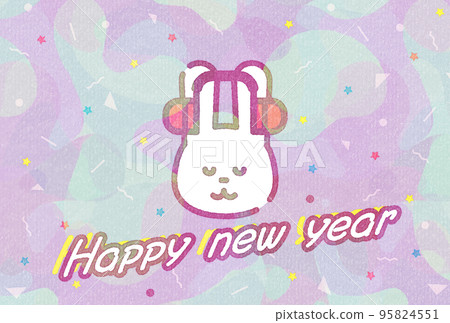 New Year's card template 2023 Year of the Rabbit New Year's card template 2023 Year of the Rabbit 95824551