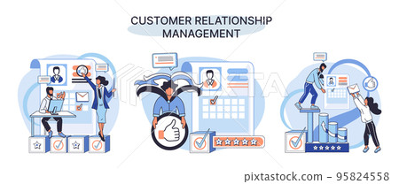 CRM metaphor. Customer Relationship Management. Application software for service organization CRM metaphor. Customer Relationship Management. Application software for service organization 95824558