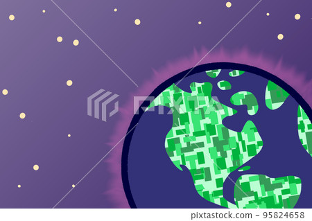 Earth seen from space, electromagnetic waves, heat waves, illustrations 95824658