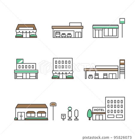 簡單而時尚的商店商店插圖圖標 95826073