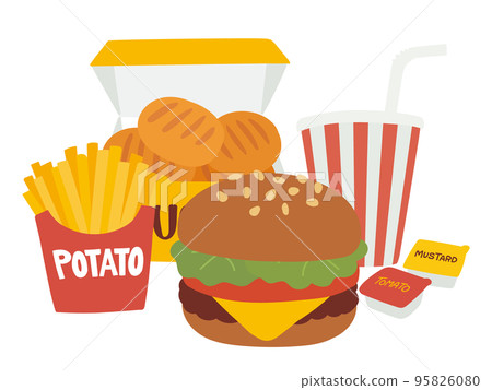 Illustration set of cute hamburger set 95826080