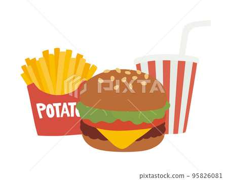 Illustration set of cute hamburger set 95826081