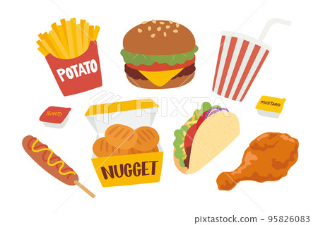 Cute junk food illustration set 95826083