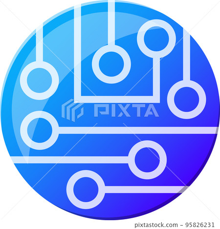 Abstract circle logo and circuit board illustration in trendy and minimal style 95826231