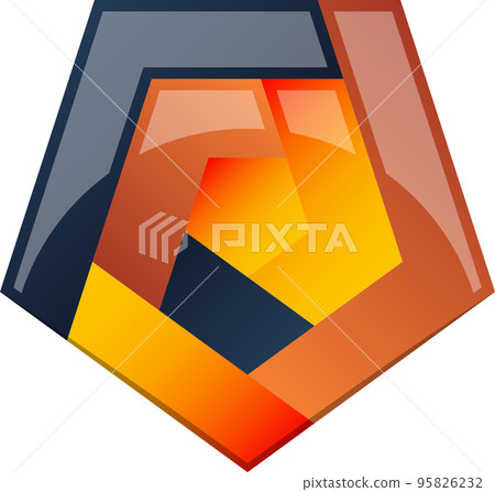 Abstract pentagon maze logo illustration in trendy and minimal style Abstract pentagon maze logo illustration in trendy and minimal style 95826232