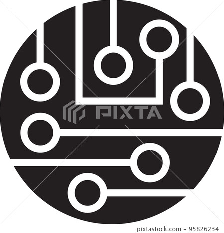 Abstract circle logo and circuit board illustration in trendy and minimal style Abstract circle logo and circuit board illustration in trendy and minimal style 95826234