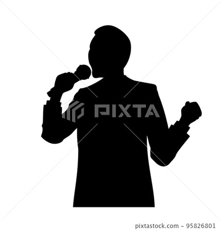 Illustration image of a male office worker singing a song 95826801