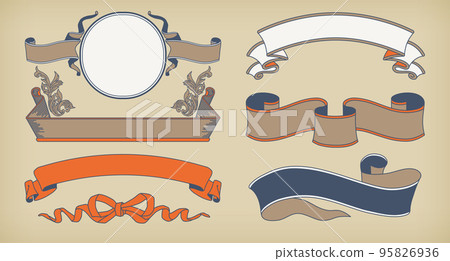 Horizontal label set with a retro design. 95826936
