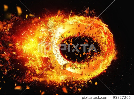 3d illustration of exploding flame ring 95827265