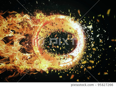 3d illustration of exploding flame ring 3d illustration of exploding flame ring 95827266
