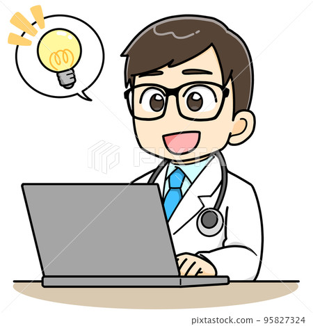 A male doctor who had an epiphany in front of the computer A male doctor who had an epiphany in front of the computer 95827324
