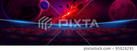 Movie theater with panoramic screen with galaxy 95828291