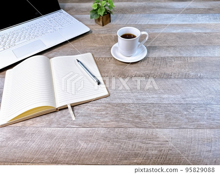 Wooden desk and laptop desk work Wooden desk and laptop desk work 95829088