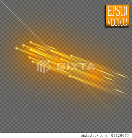 Set of magic glowing spark swirl trail effect isolated on transparent background. Bokeh glitter wave line with flying sparkling flash lights. Vector illustration Set of magic glowing spark swirl trail effect isolated on transparent background. Bokeh glitter wave line with flying sparkling flash lights. Vector illustration 95829673