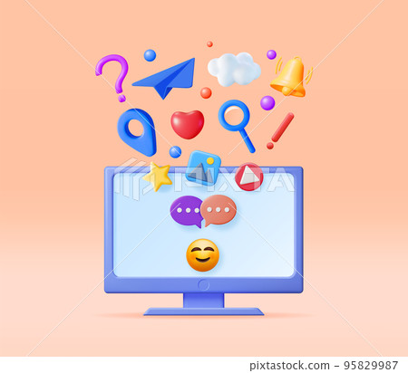 3D Social Media Concept Isolated. 95829987