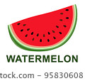 Cartoon red watermelon slice. Summer food poster 95830608