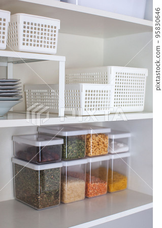 House decor ideas. Storage in the kitchen. Home organization.  95830646