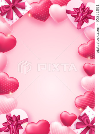 Valentine's day illustration background of hearts and gift boxes (sale, banner, promotion) 95831091
