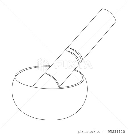 Continuous line drawing of singing bowl. Vector illustration. 95831120