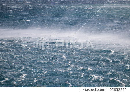 View to the strong stormy sea during strong wind, nature concept View to the strong stormy sea during strong wind, nature concept 95832211