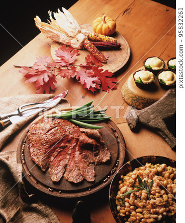Slices of cooked meat Slices of cooked meat 95832261