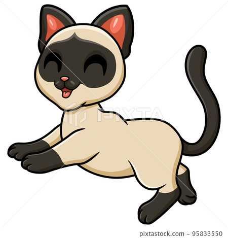 Cute siamese cat cartoon walking Cute siamese cat cartoon walking 95833550