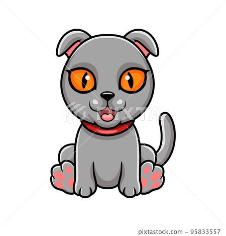 Cute scottish fold cat cartoon 95833557