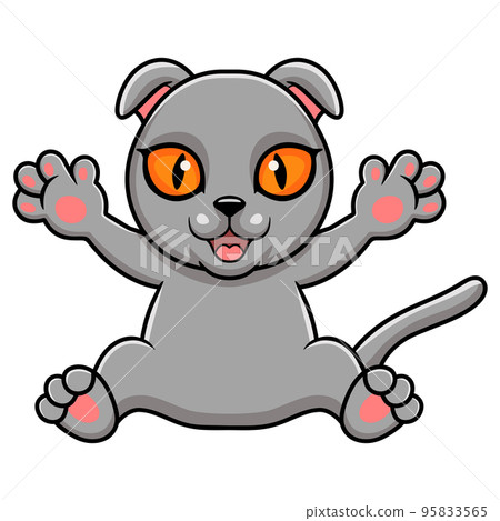 Cute scottish fold cat cartoon 95833565