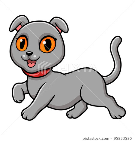 Cute scottish fold cat cartoon 95833580