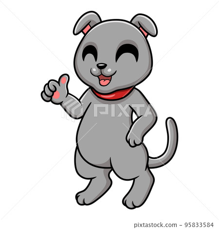 Cute scottish fold cat cartoon giving thumbs up 95833584