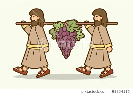 Two Spies of Israel Carrying Grapes of Canaan Cartoon Graphic Vector Two Spies of Israel Carrying Grapes of Canaan Cartoon Graphic Vector 95834115