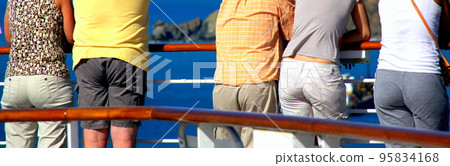 Cruise ship passengers on vacation. Cruise ship passengers on vacation. 95834168