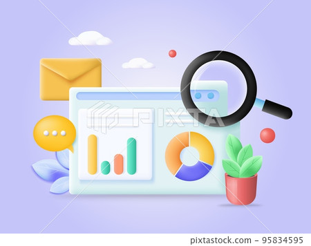 Web search and data analysis 3d vector Web search and data analysis 3d vector 95834595