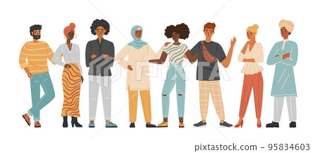 Diverse group of people concept vector illustration. Business multinational and multiracial team. Man and woman of various race in casual outfits. Community of different people Diverse group of people concept vector illustration. Business multinational and multiracial team. Man and woman of various race in casual outfits. Community of different people 95834603