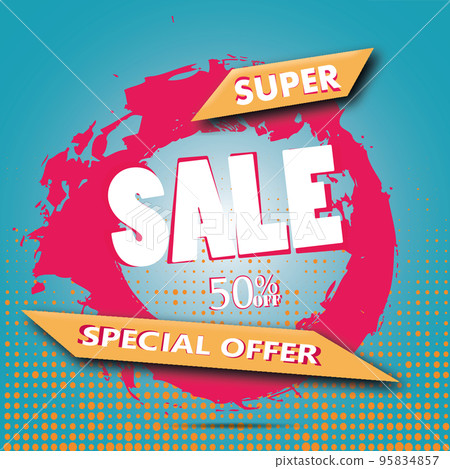 Super Sale and special offer. 50 off. Vector illustration.Theme color. 95834857