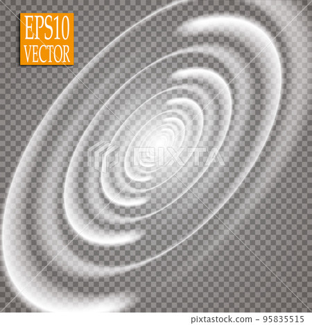 Abstract vector magic glow star trail light effect with neon blur curved line round flying. Sparkling dust with bokeh. Special white and golden christmas effect on transparent background 95835515