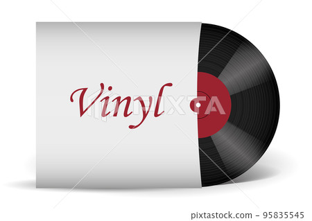 Realistic gramophone or vinyl record. Audio classic plastic disc 95835545